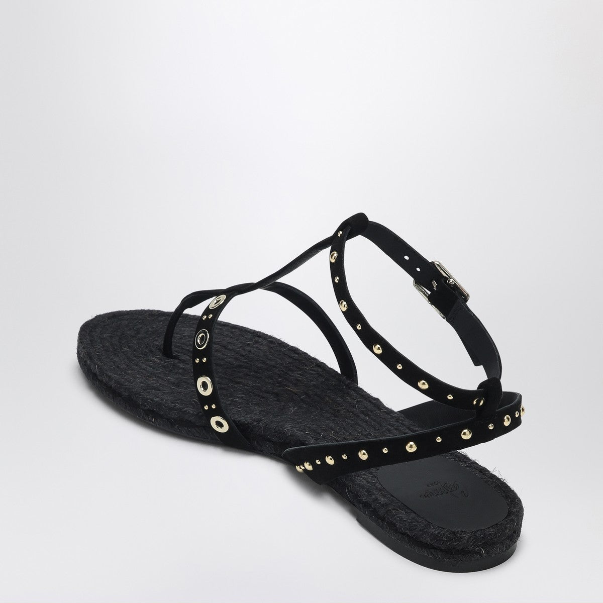 Castañer Low-heeled black Pati with studs