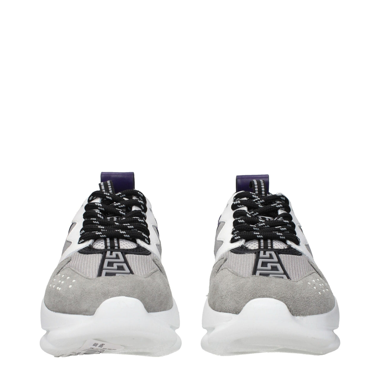 Versace Gray Leather Athletic Sneakers
