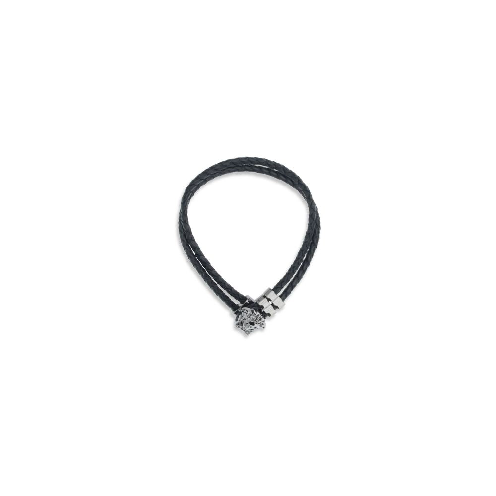 Versace Black Calf Leather Bos Taurus Bracelet