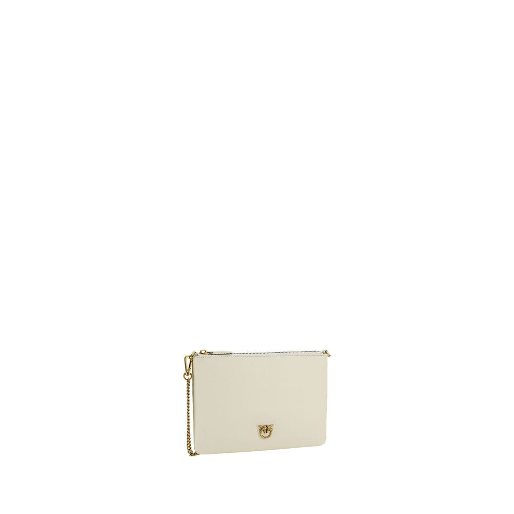 PINKO Cream Calf Leather Bos Taurus Shoulder Bag