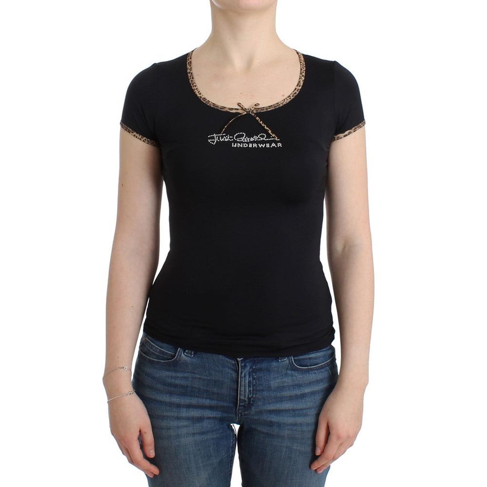 Roberto Cavalli Black Elastane Top