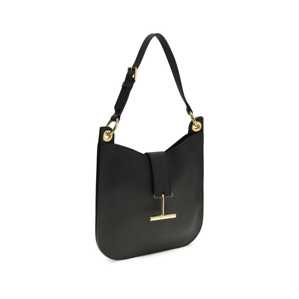 Tom Ford Black Calf Leather Bos Taurus Shoulder Bag