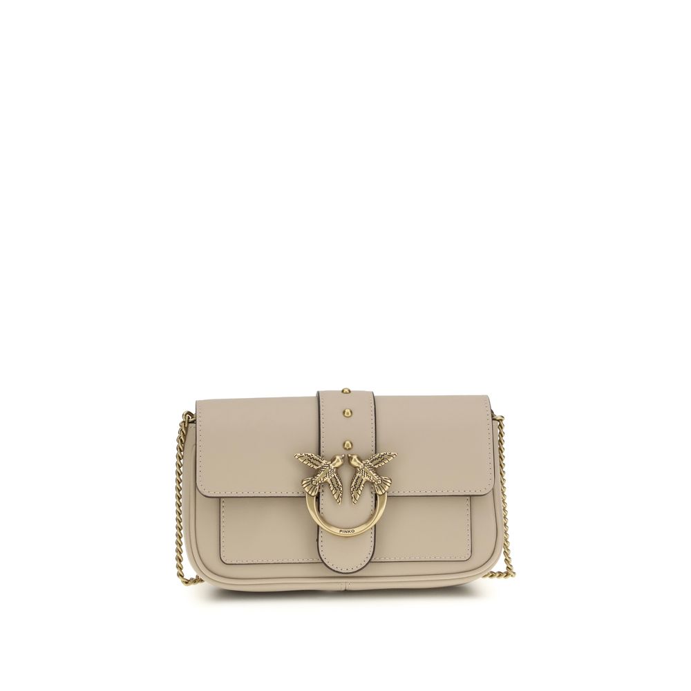 PINKO Beige Calf Leather Bos Taurus Shoulder Bag