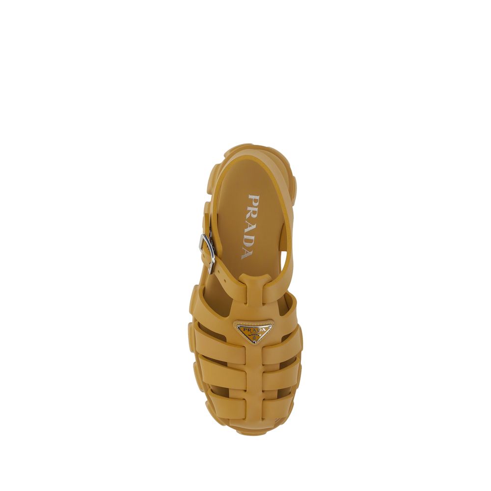 Prada Brown Acetate Platform Sandals