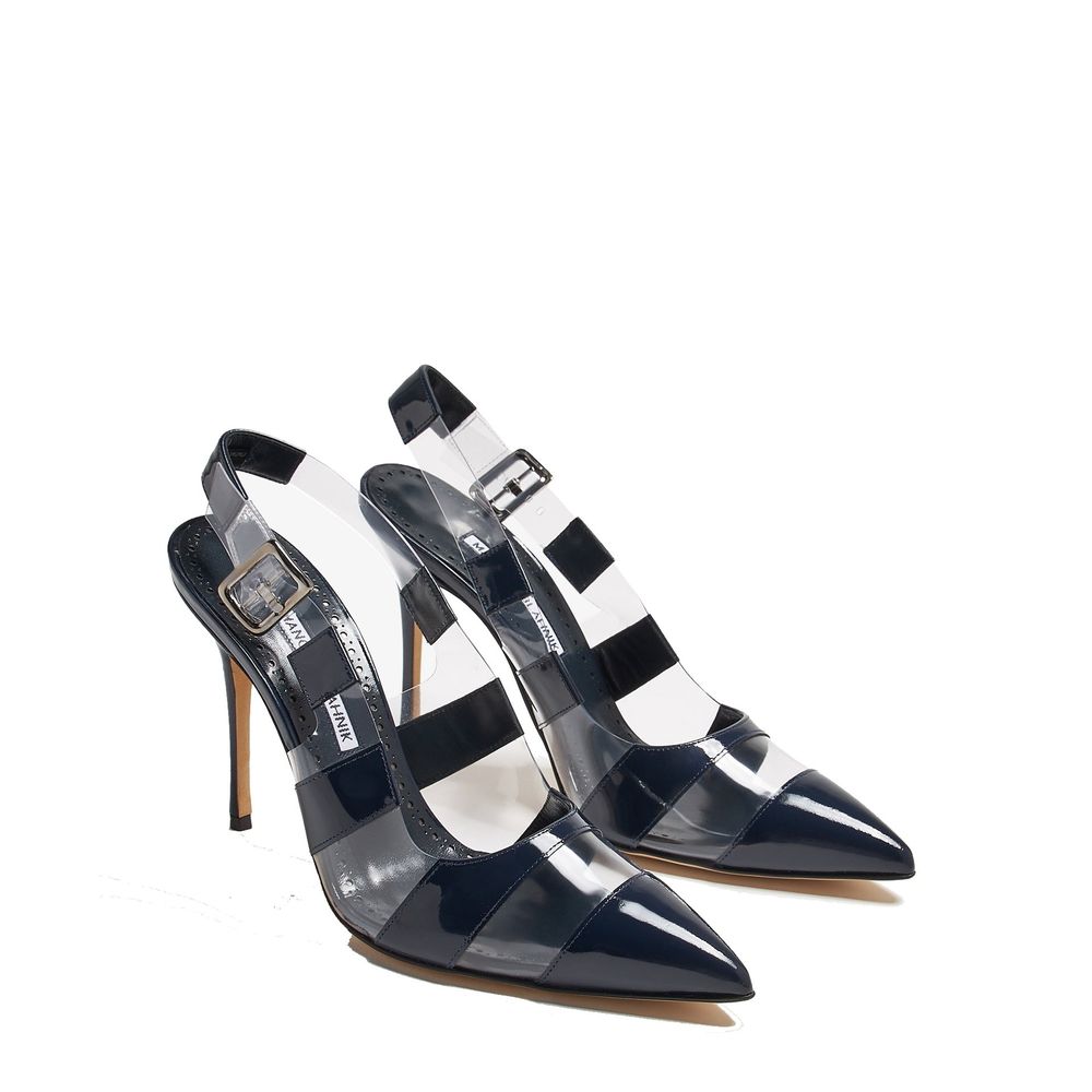 Manolo Blahnik Blue Calfskin High Heel Pumps