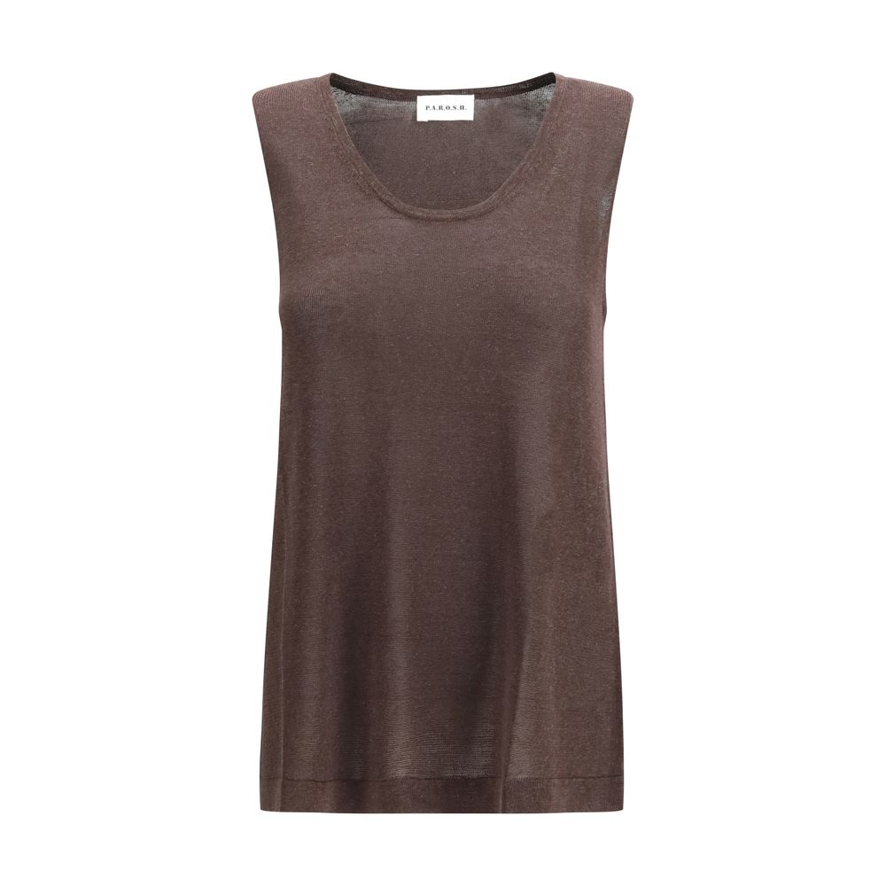 P.A.R.O.S.H. Brown Linen Top