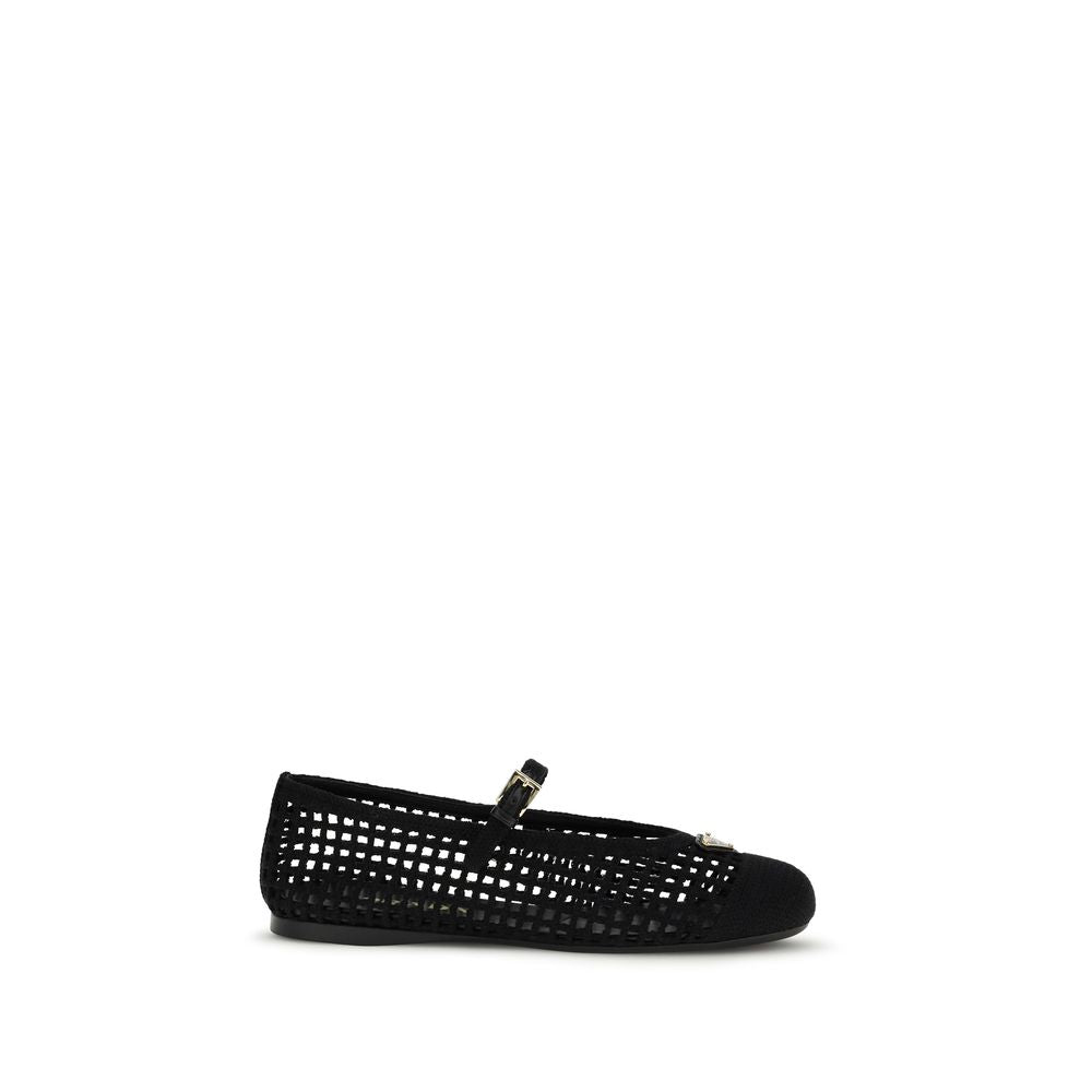 Prada Black Cotton Ballet Flats
