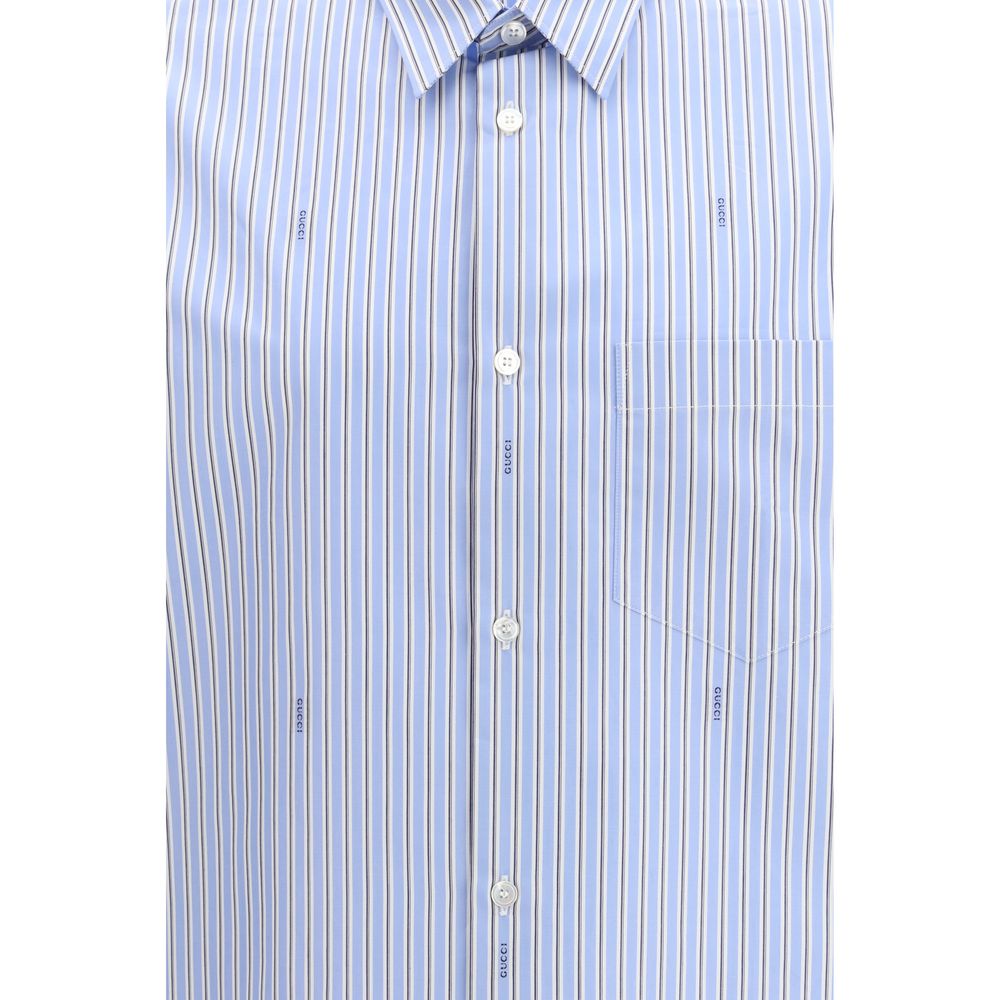 Gucci Light Blue Cotton Pattern Shirt