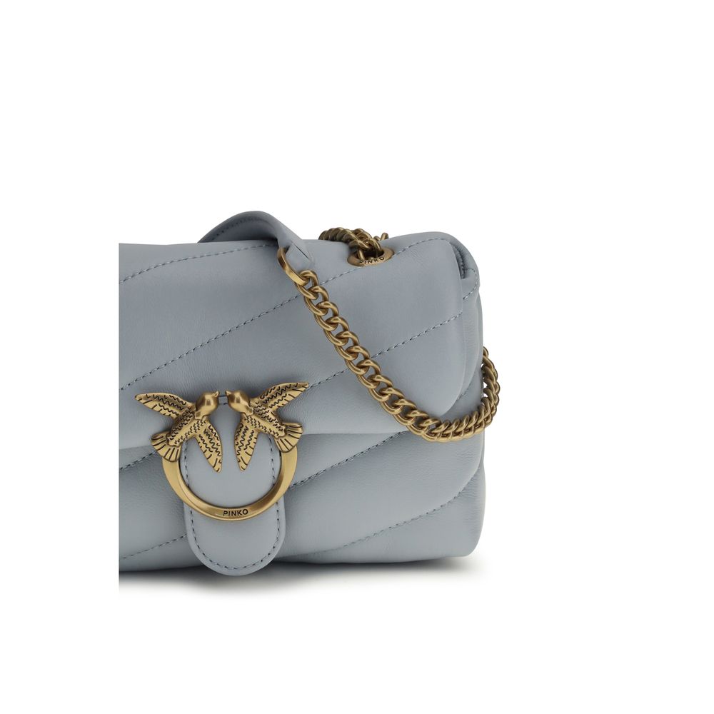 PINKO Light Blue Calf Leather Bos Taurus Shoulder Bag