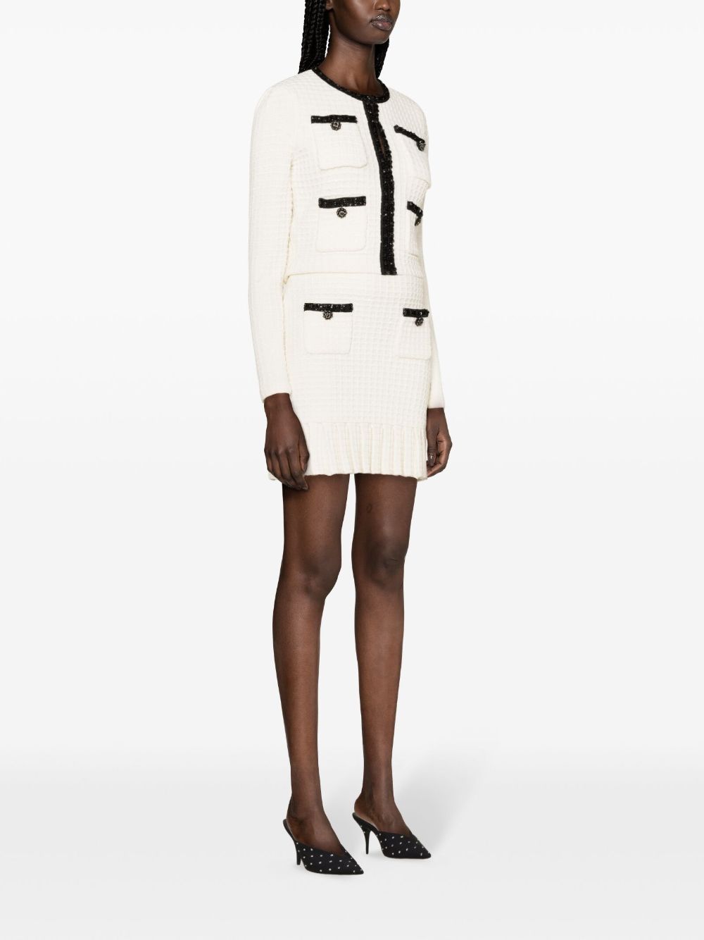 Self-Portrait Waffle-knit mini skirt