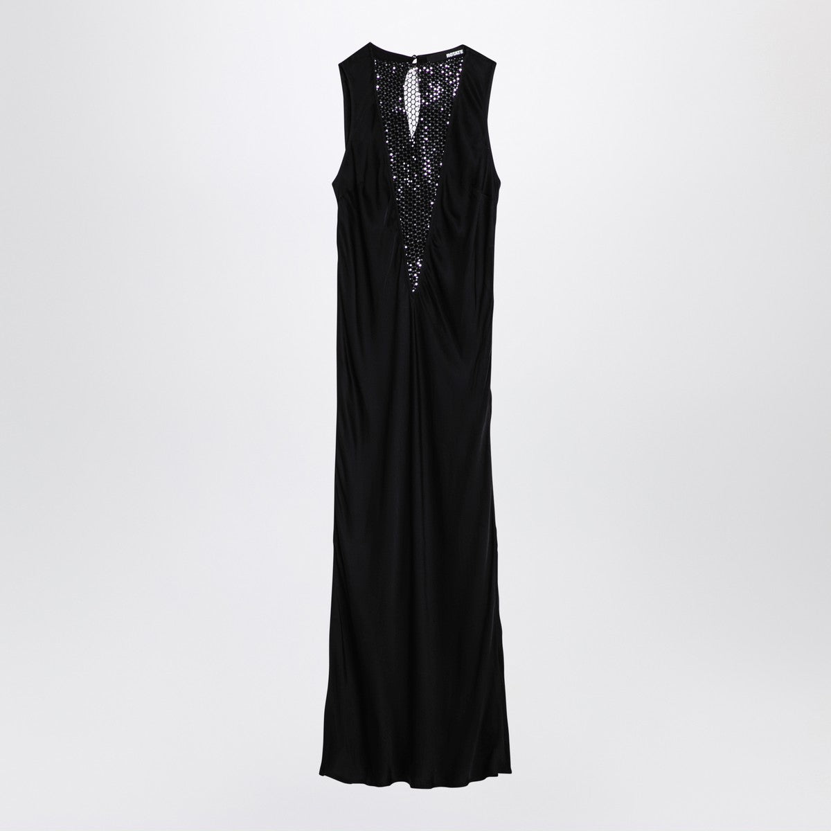 ROTATE Birger Christensen Black midi dress with mesh insert