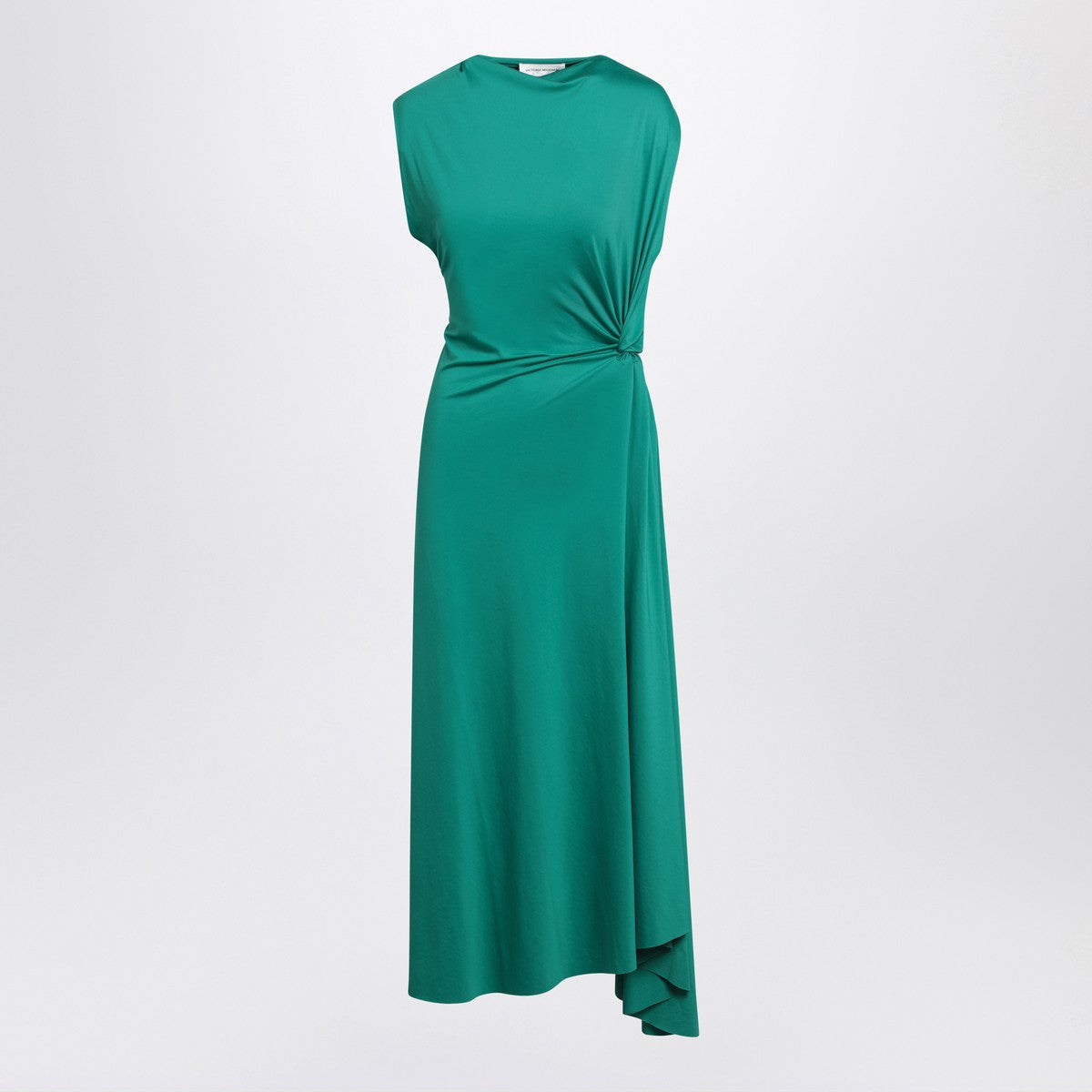 Victoria Beckham Peacock coloured dress with draping