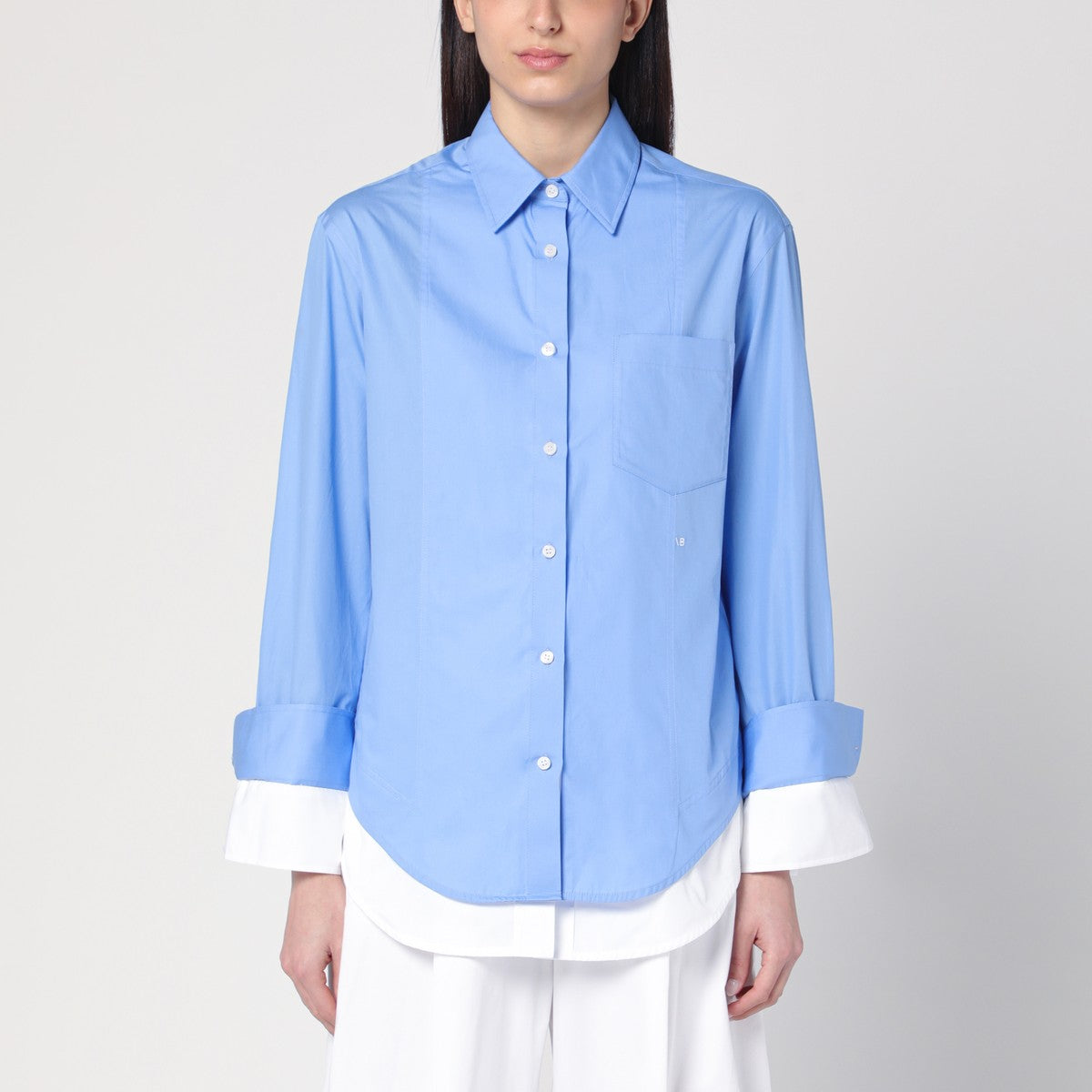 Victoria Beckham Double-layer shirt in light blue/white