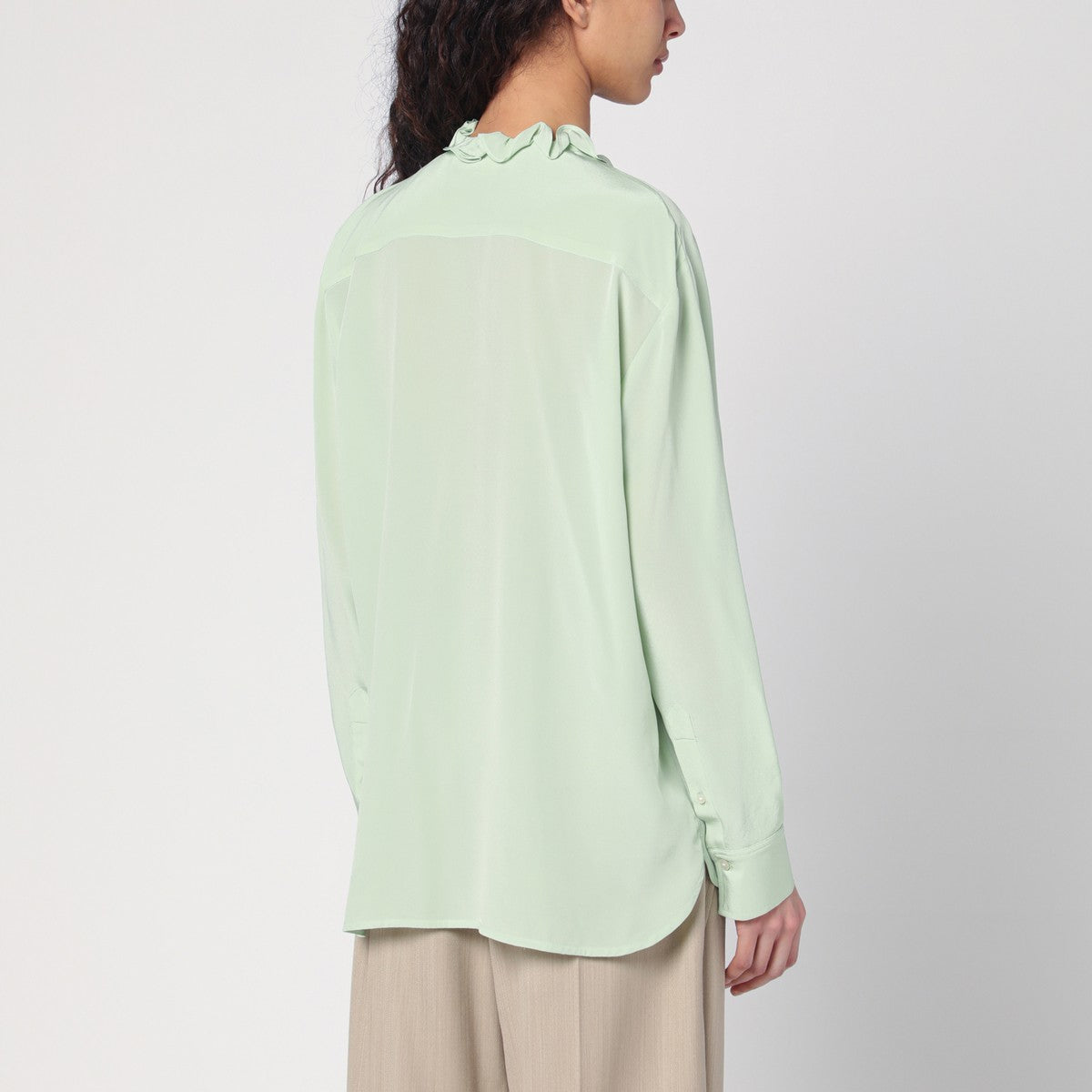 Victoria Beckham Light green shirt with ruffles