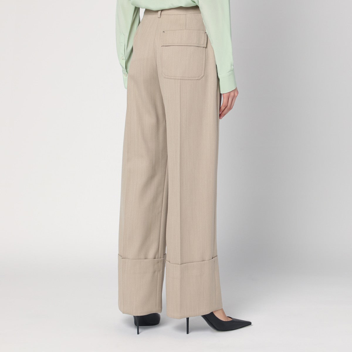 Victoria Beckham Wide mandarin colour pants in wool