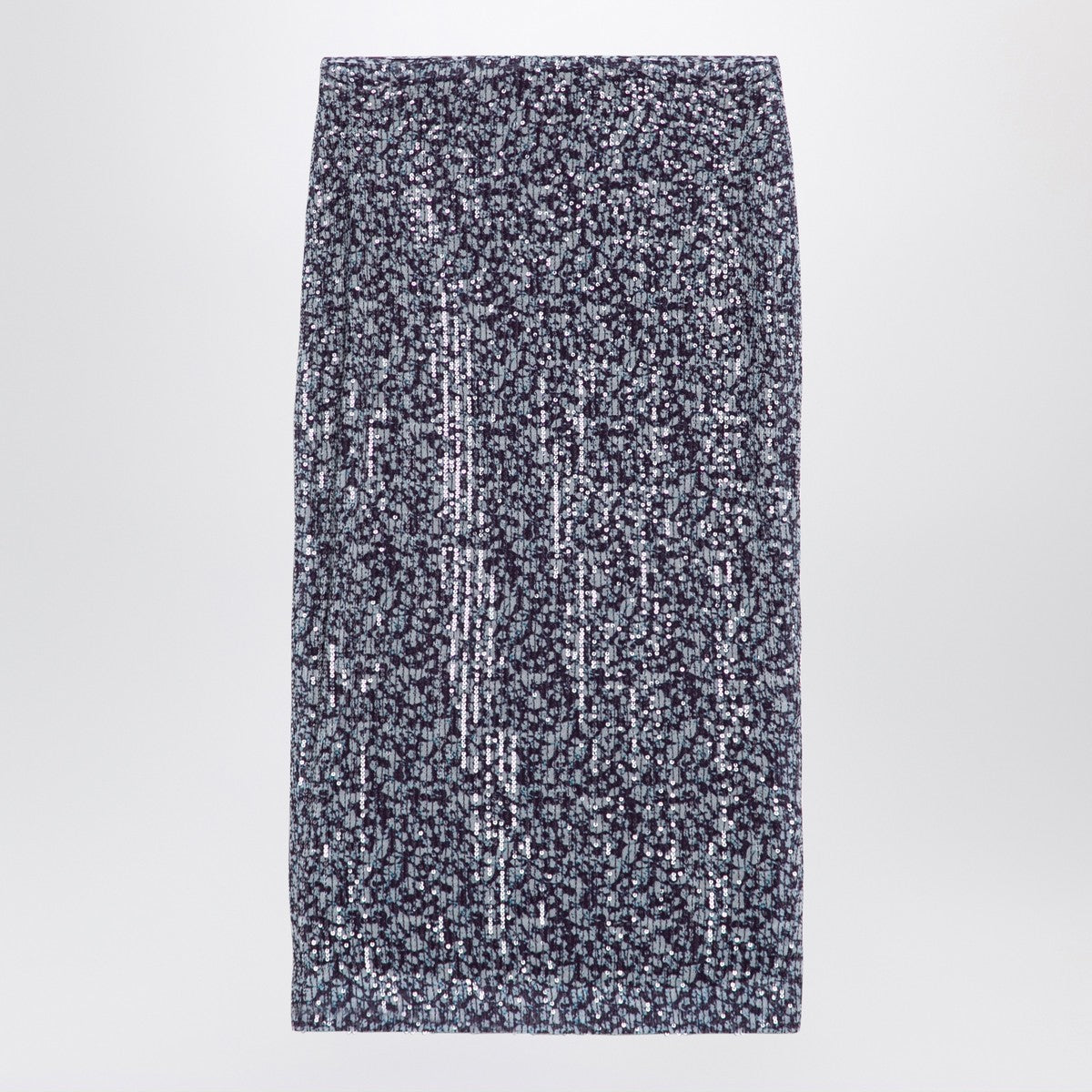 ROTATE Birger Christensen Sequined midi skirt with purple print