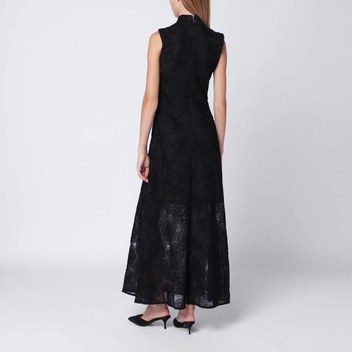ROTATE Birger Christensen Black long floral dress