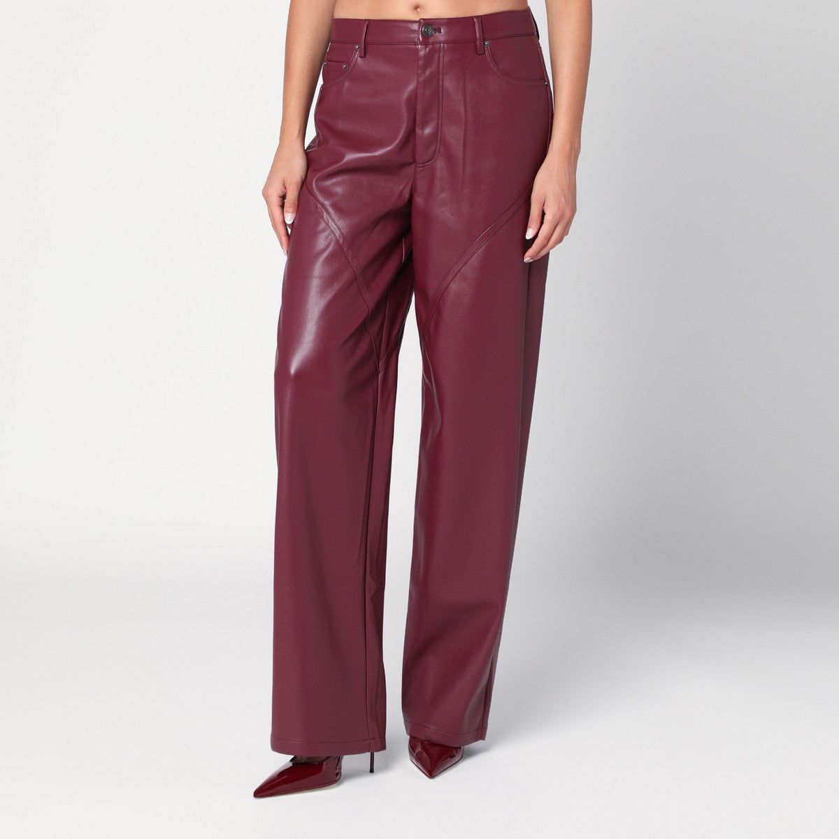 ROTATE Birger Christensen Bordeaux faux leather trousers