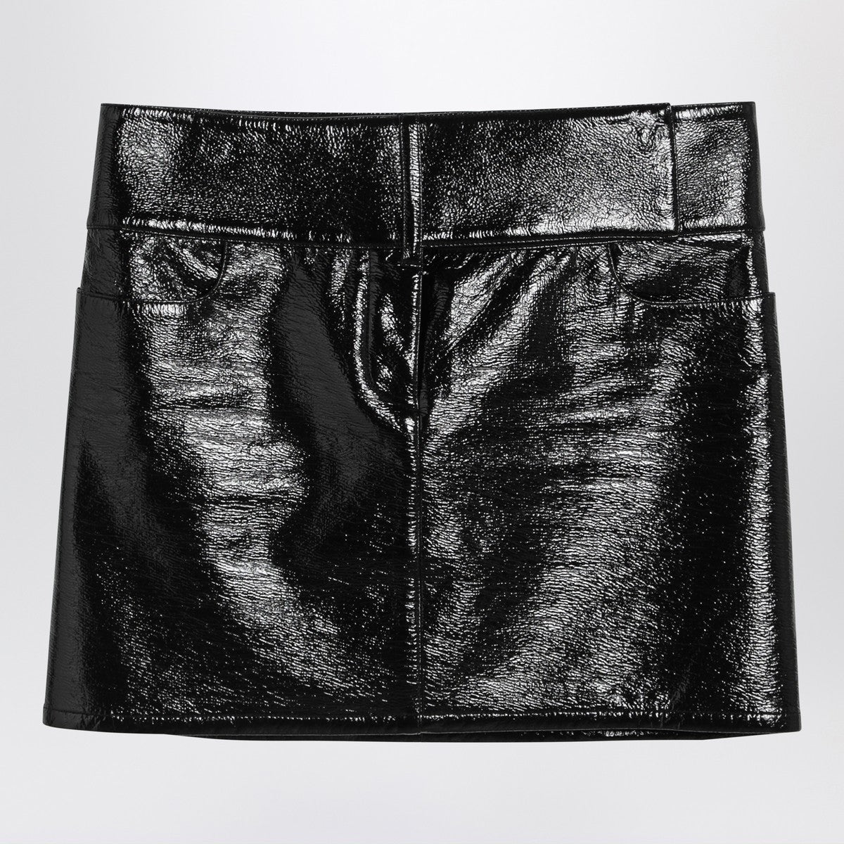 Courreges Courrèges Black Belted Vinyl Mini Skirt