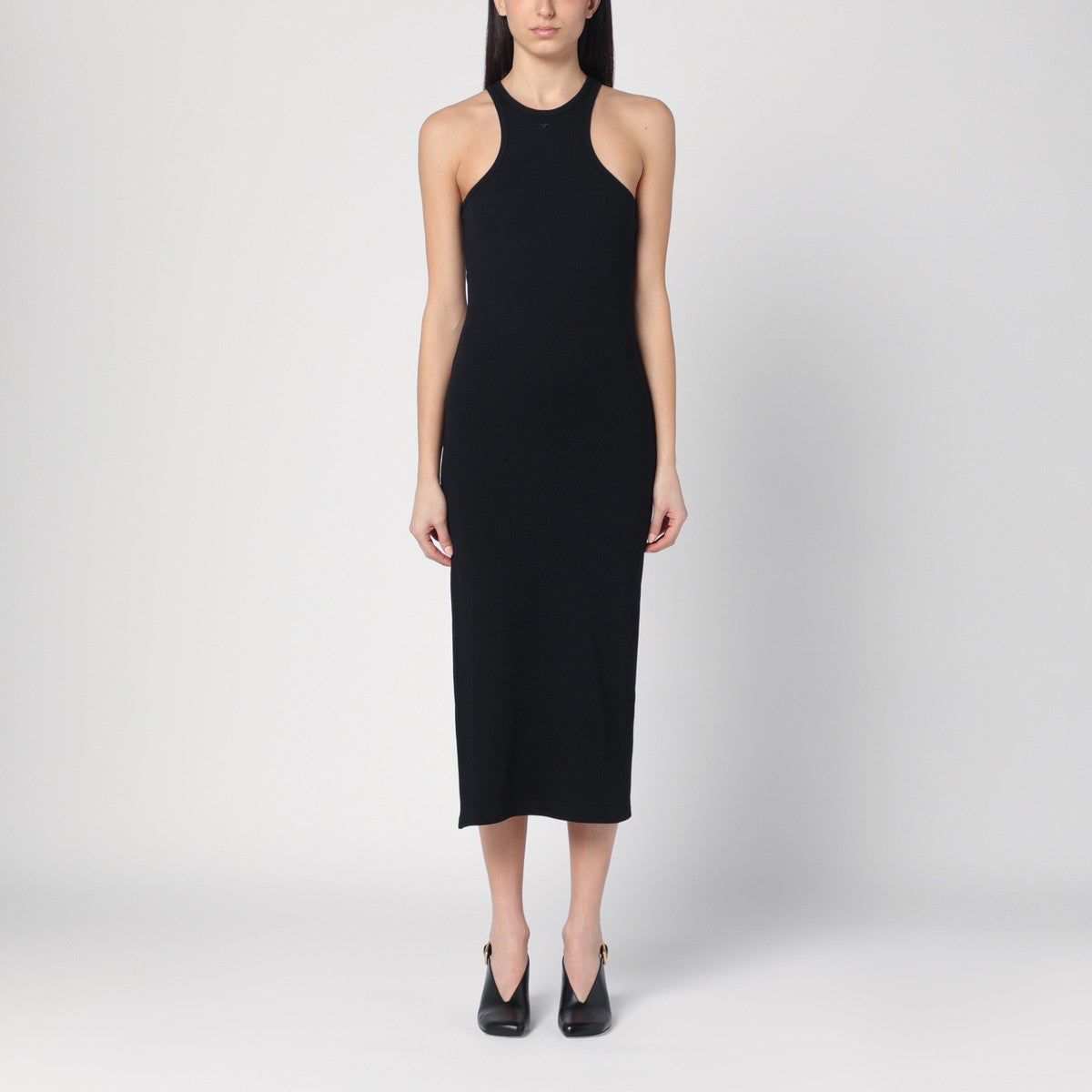 Courreges Courrèges Black ribbed midi dress