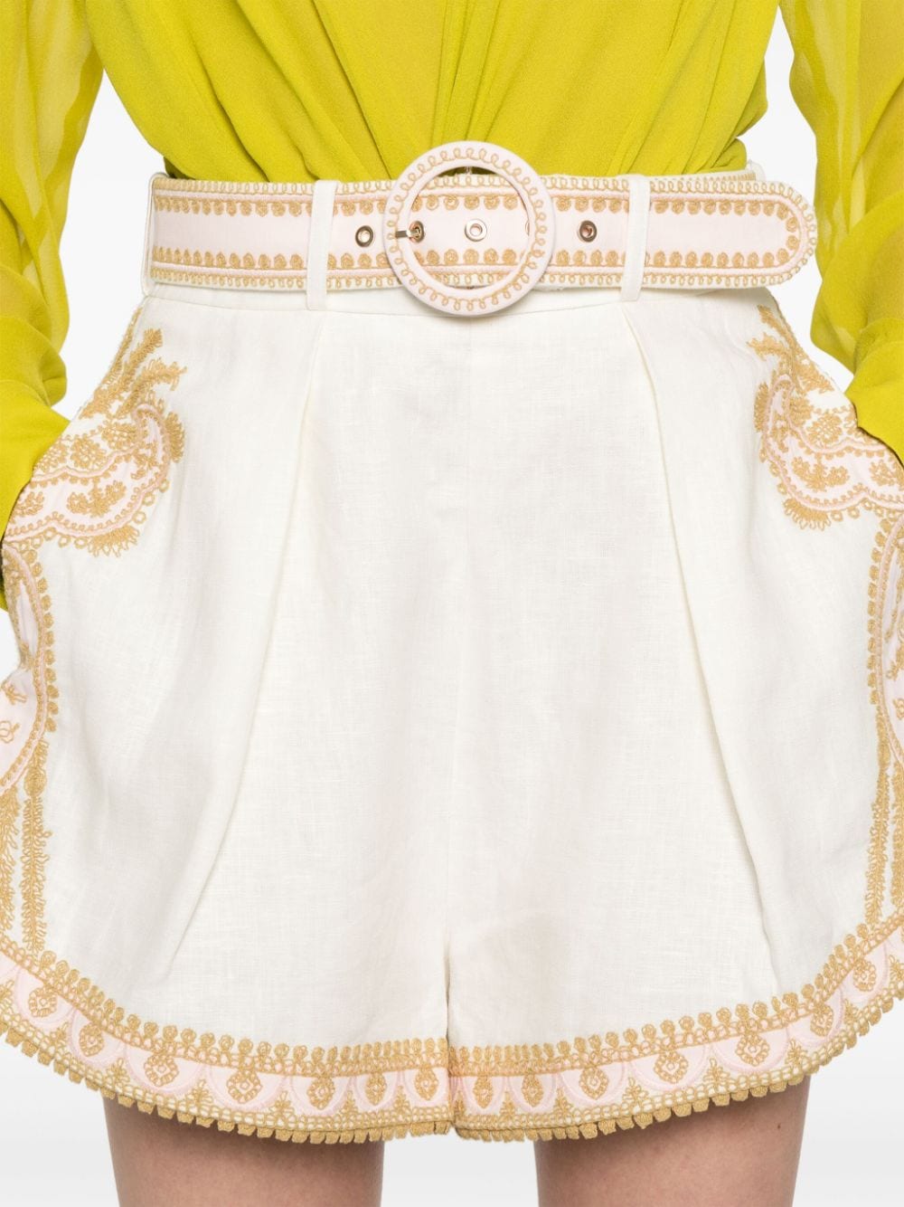 Zimmermann Waverly embroidered linen shorts