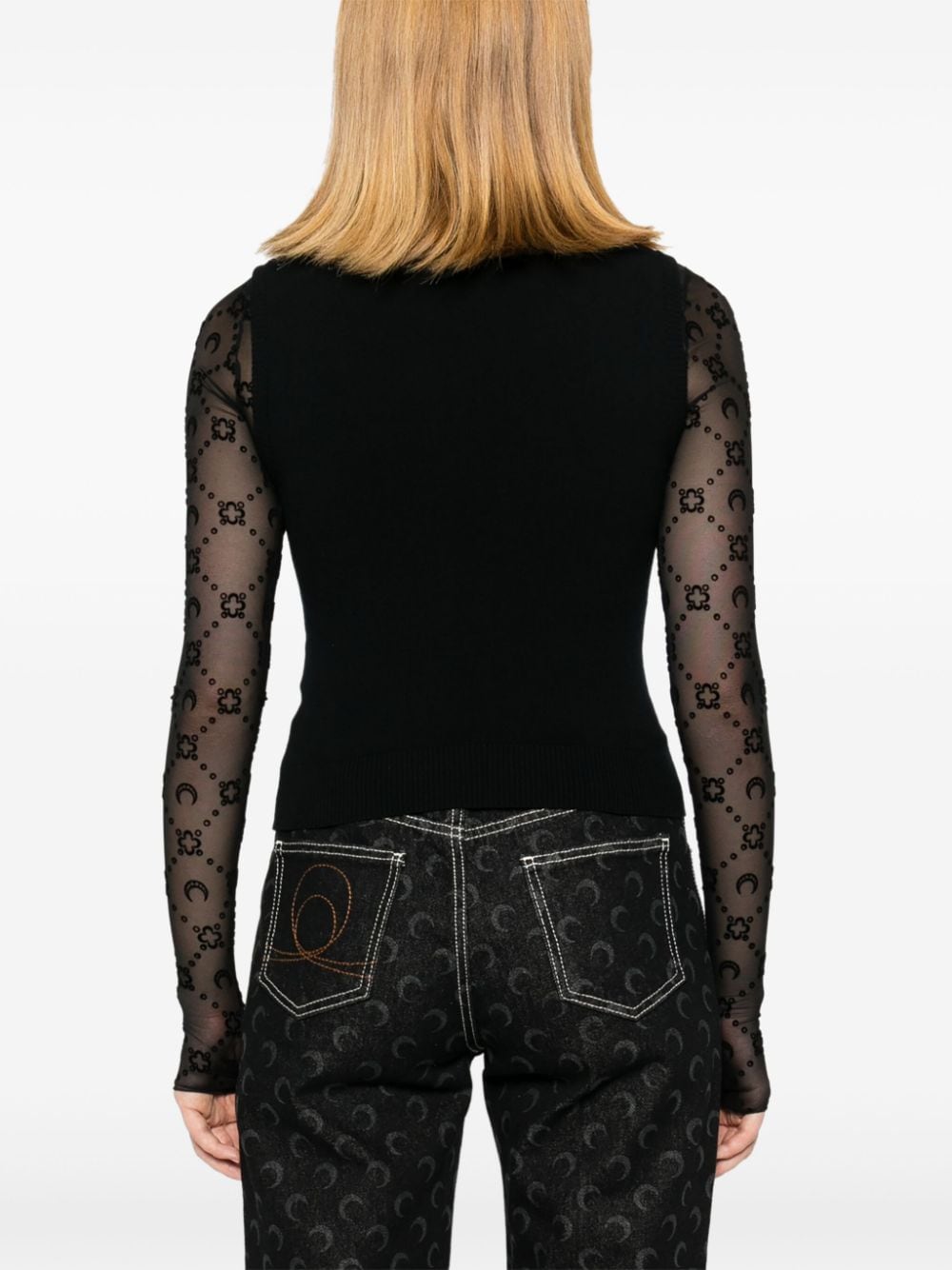 Marine Serre Crescent Moon-embroidered tank top