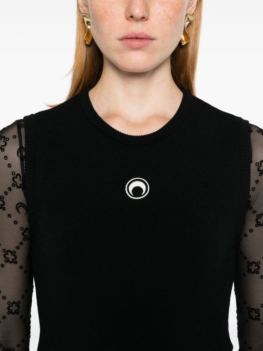 Marine Serre Crescent Moon-embroidered tank top