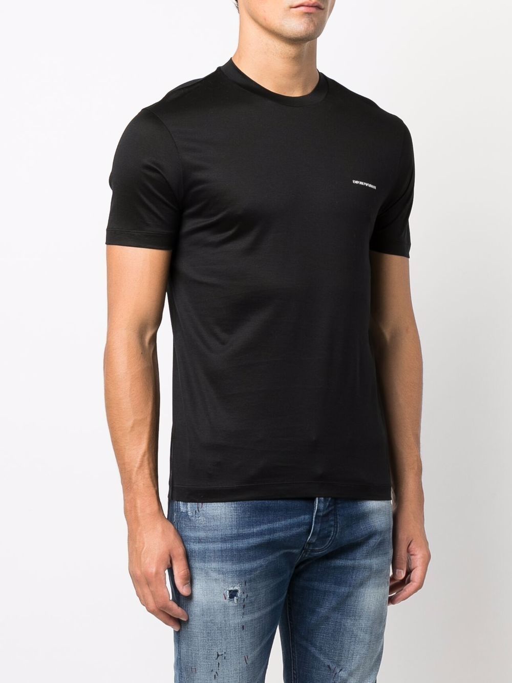 Emporio Armani ASV Lyocell blend jersey T-shirt with micro logo lettering