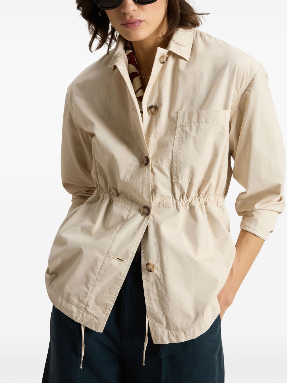 Woolrich Garment-Dyed Pure Cotton Overshirt beige