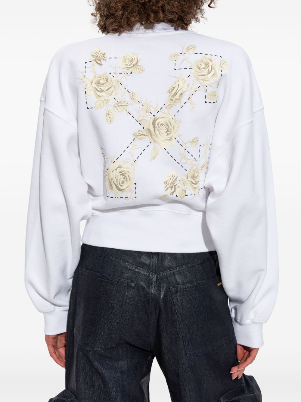 Off White logo-print cropped sweatshirt
