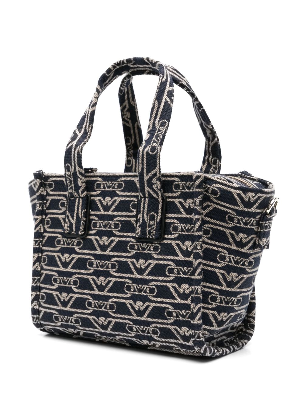 Emporio Armani Small tote bag in all-over monogram jacquard canvas
