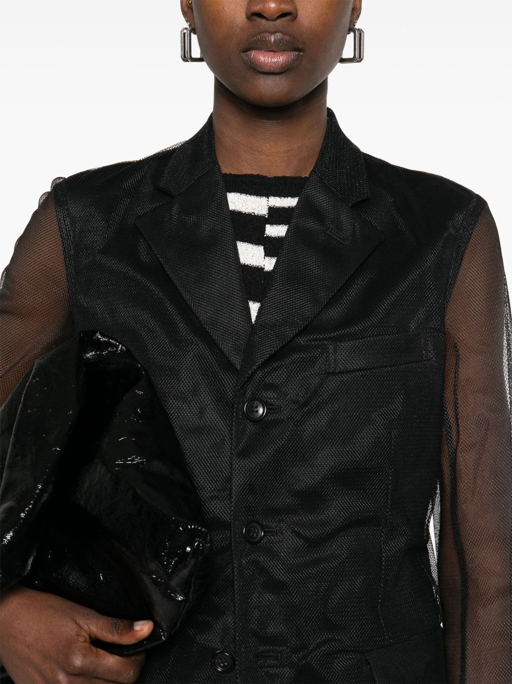 Comme Des Garcons Mesh-overlay coat