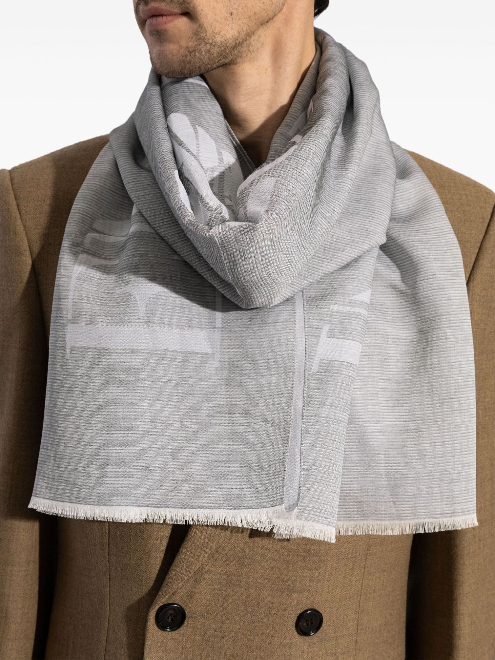 Emporio Armani Logo cotton blend scarf