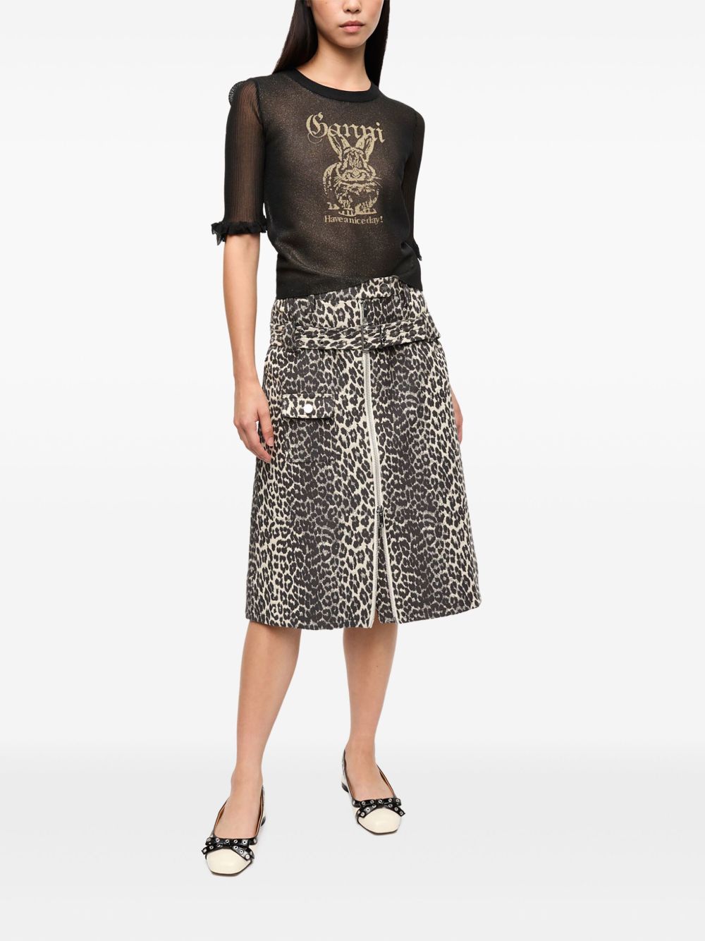 Ganni Sheer Jacquard Top