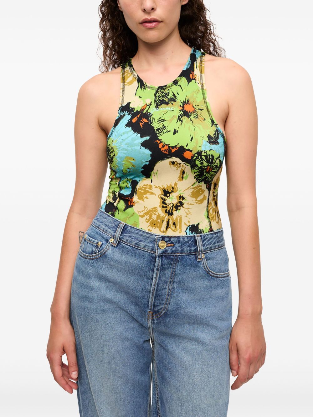 Ganni floral-print Bodysuit