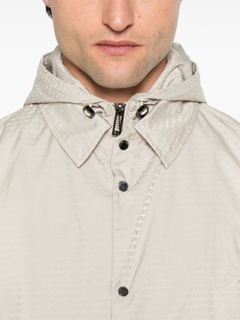 Emporio Armani Blouson with internal nylon bib jacquard all-over lettering