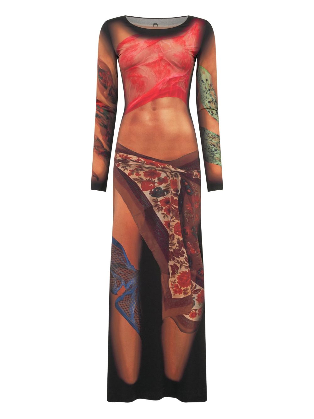 Marine Serre Draped Statue Long Jersey Dress