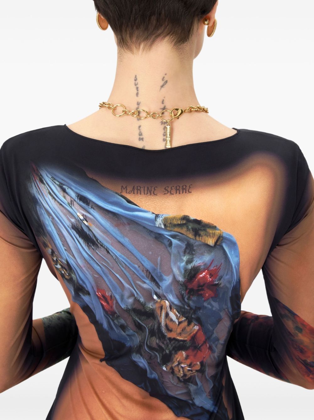 Marine Serre Draped Statue Long Jersey Dress