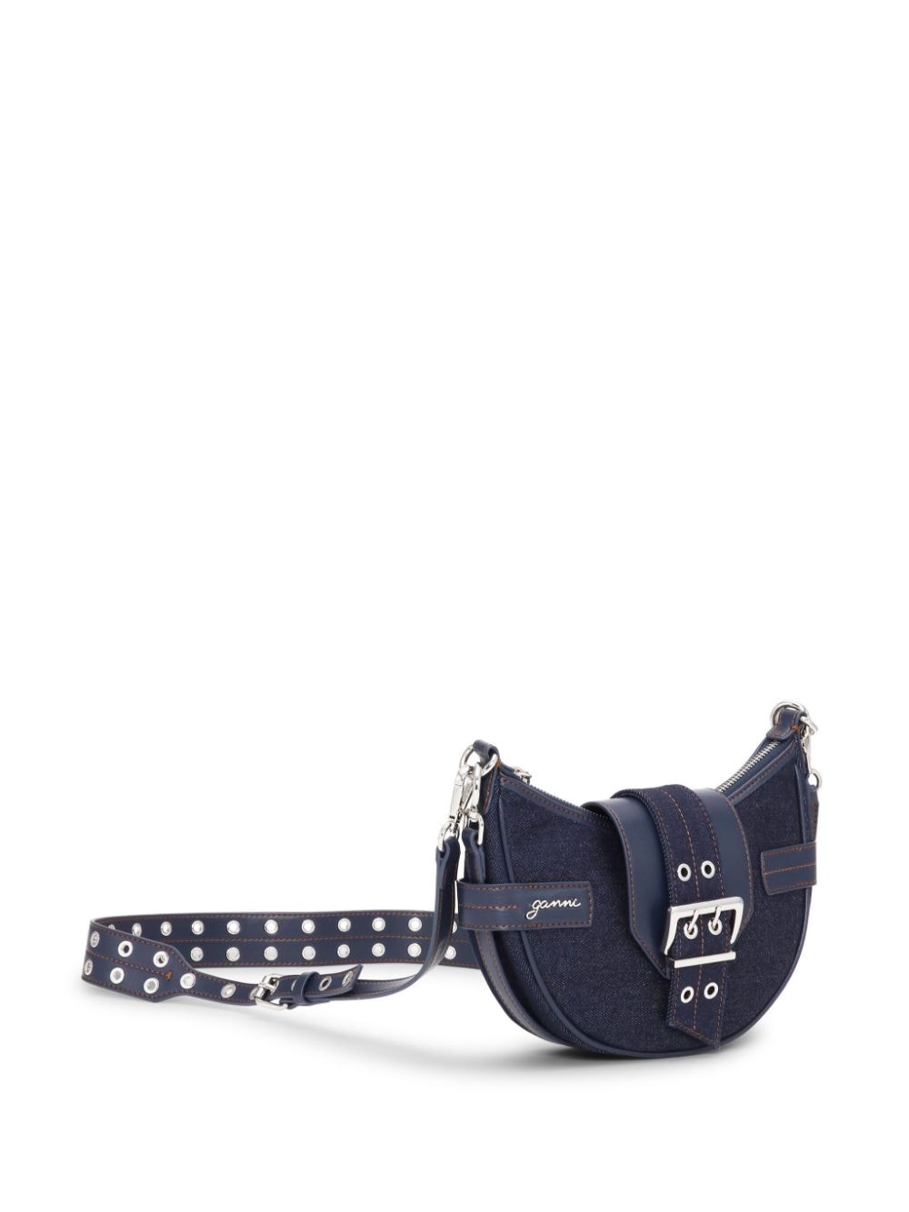 Ganni Buckle small denim cross-body bag