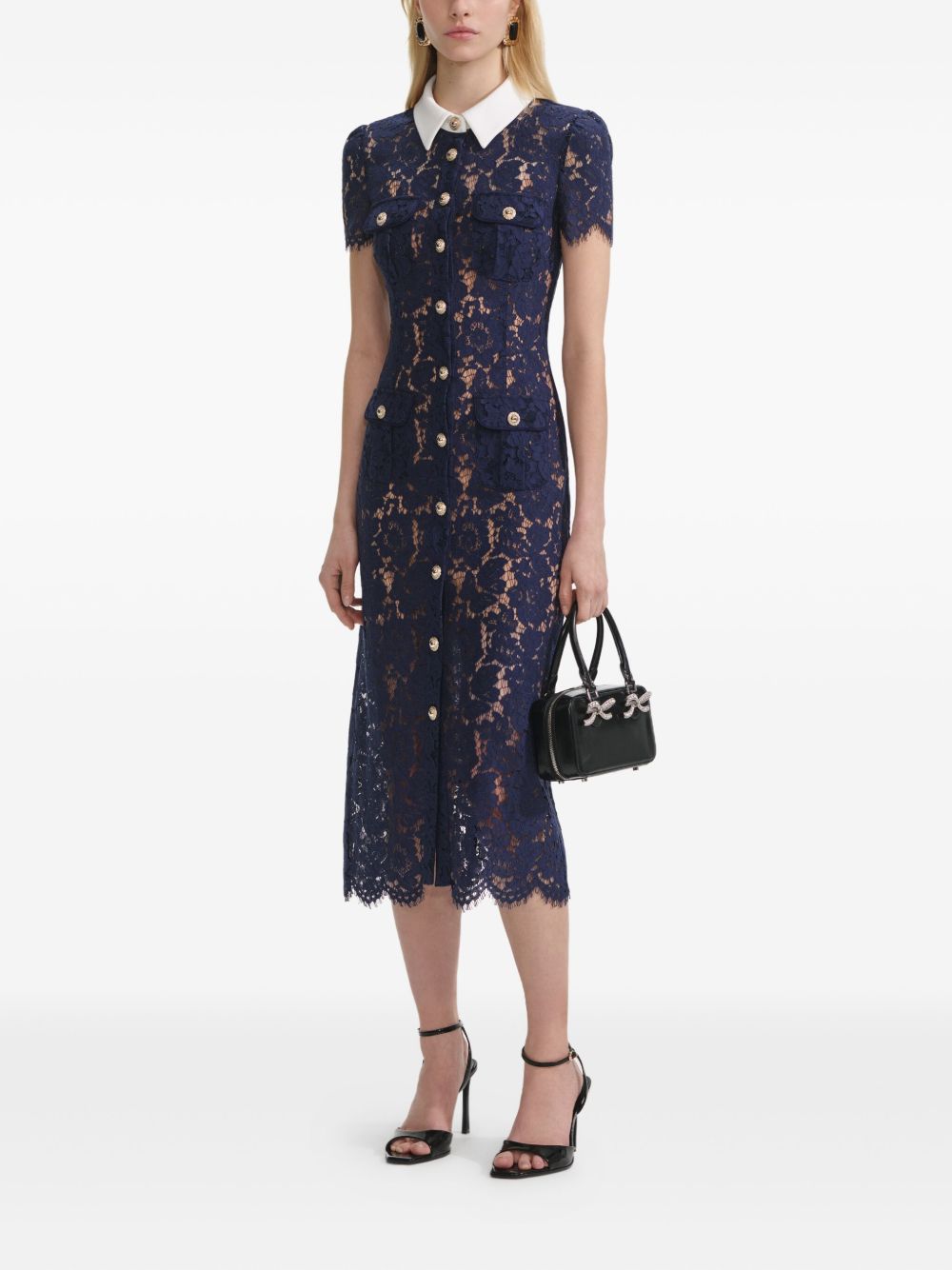 Self-Portrait Embroidered-lace dress