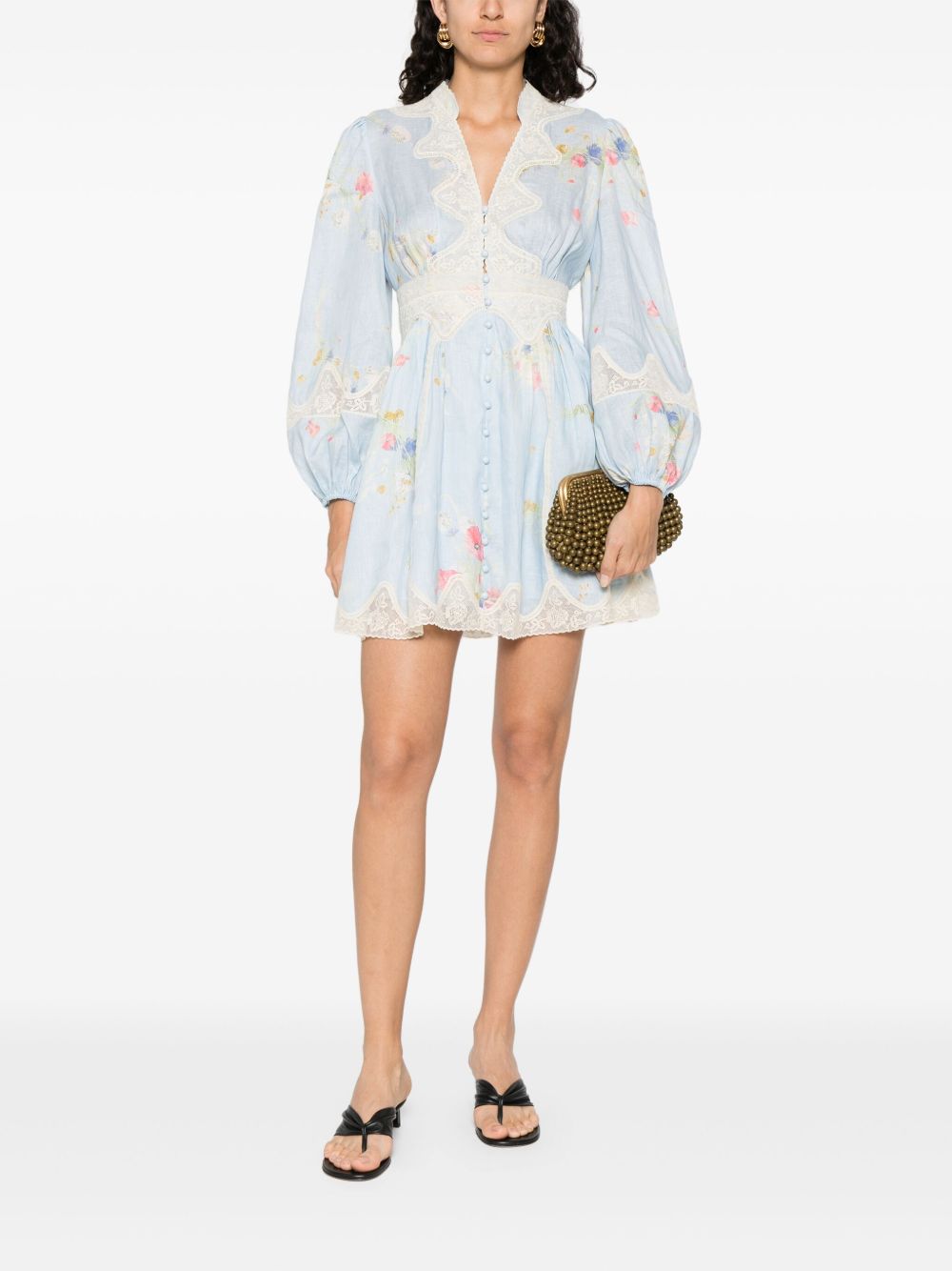 Zimmermann Lucky plunging lace mini dress