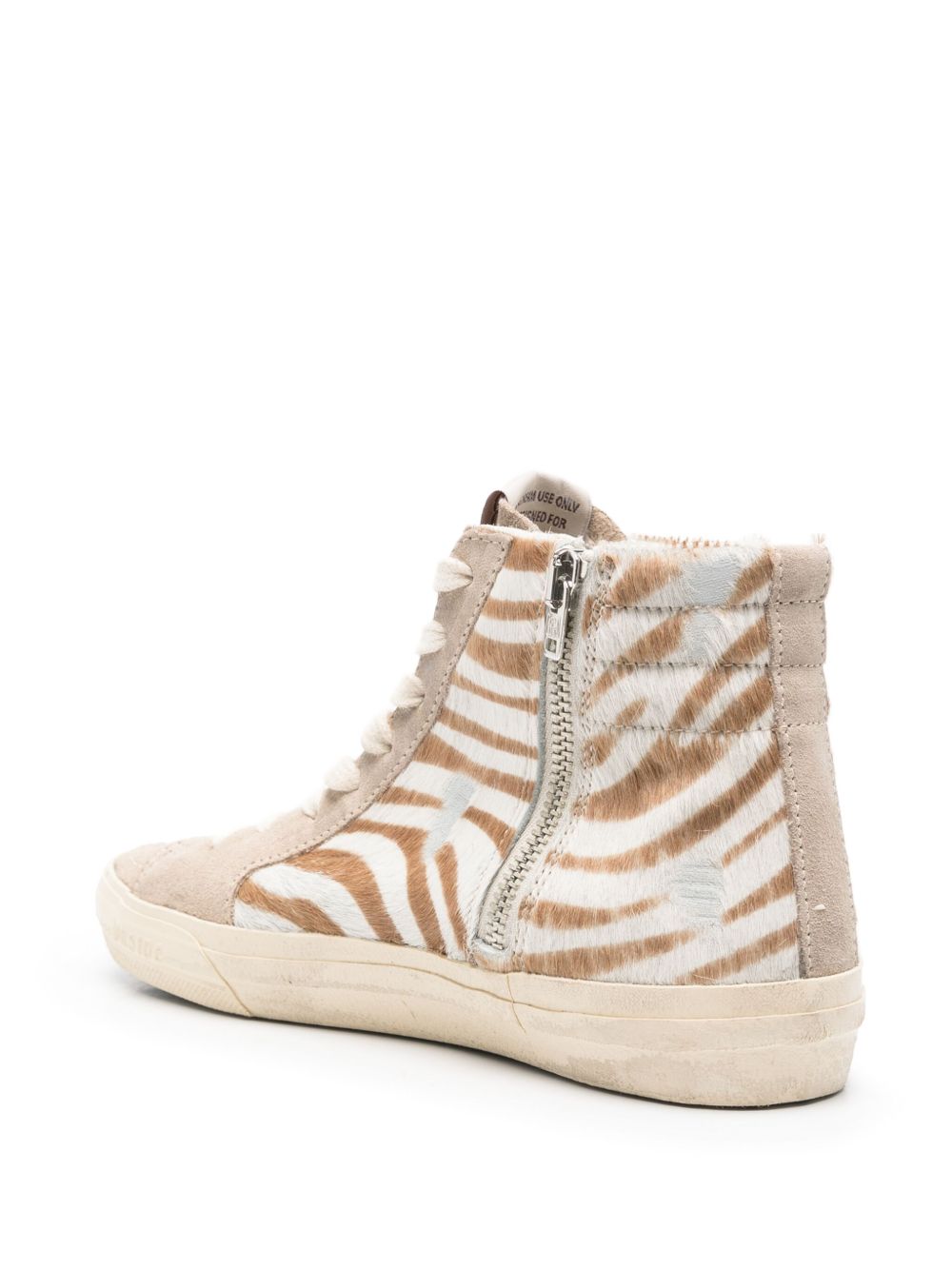 Golden Goose Slide in zebra-print pony skin with laminated leather flash