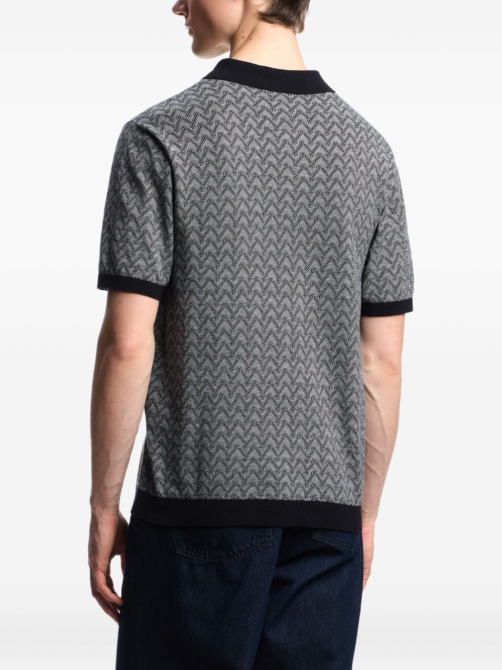 Emporio Armani Icon chevron jacquard polo neck sweater