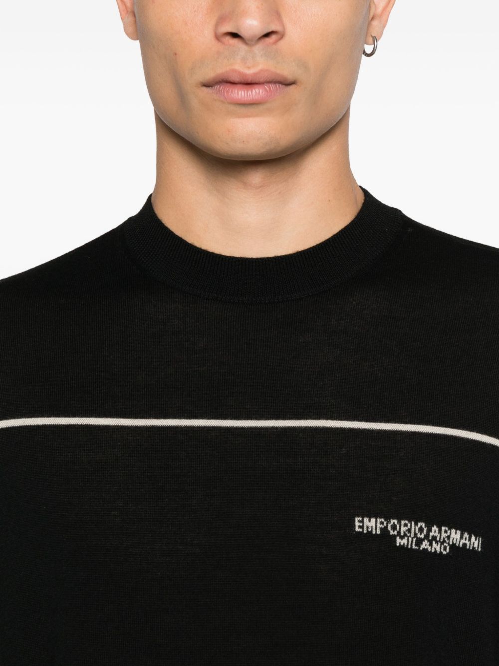 Emporio Armani Virgin wool sweater with jacquard logo