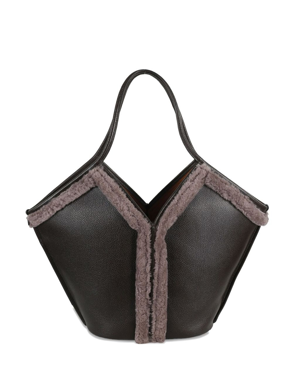 Hereu Shearling-trimmed tote bag