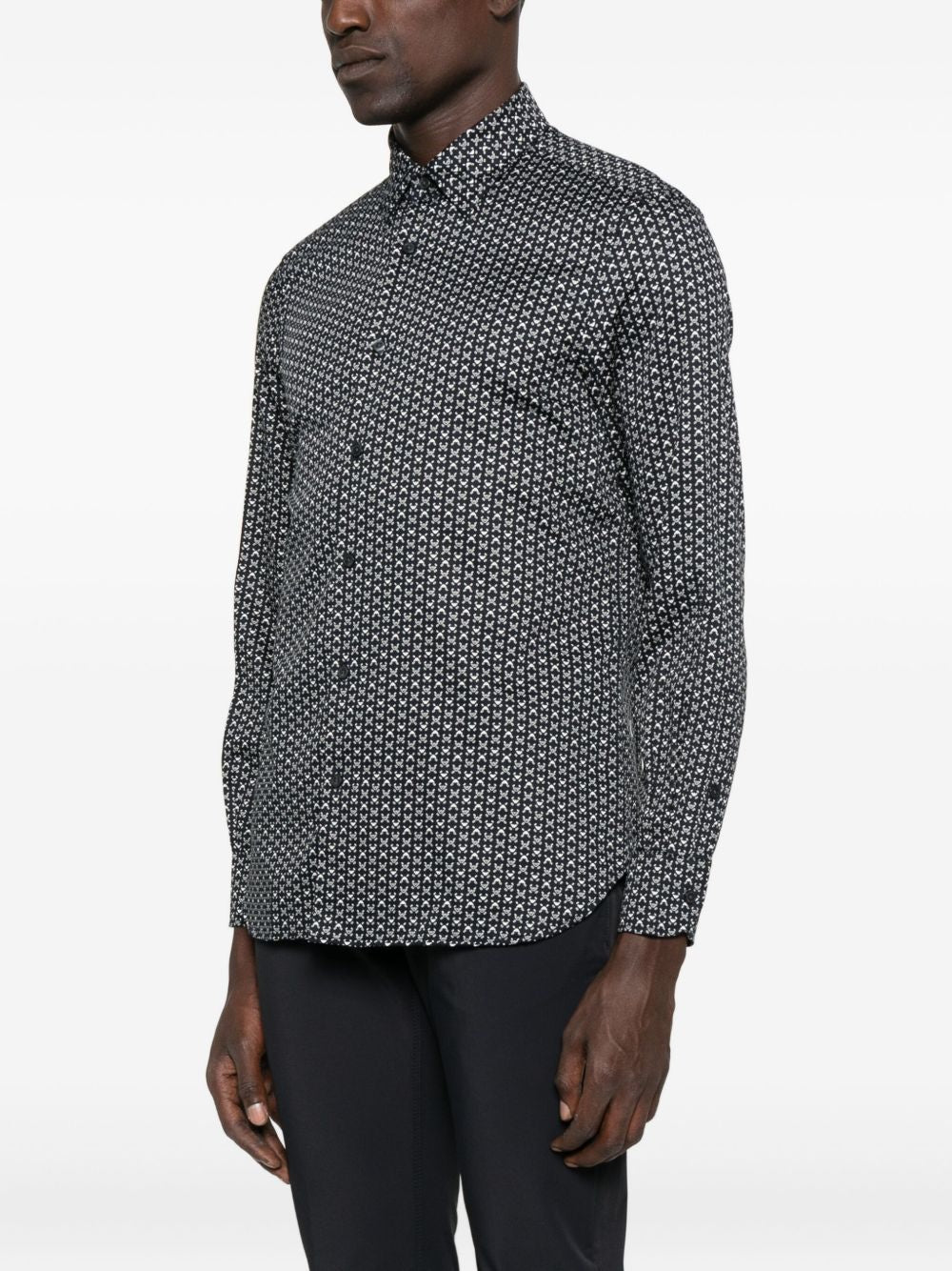Emporio Armani Stretch cotton shirt with printed pattern