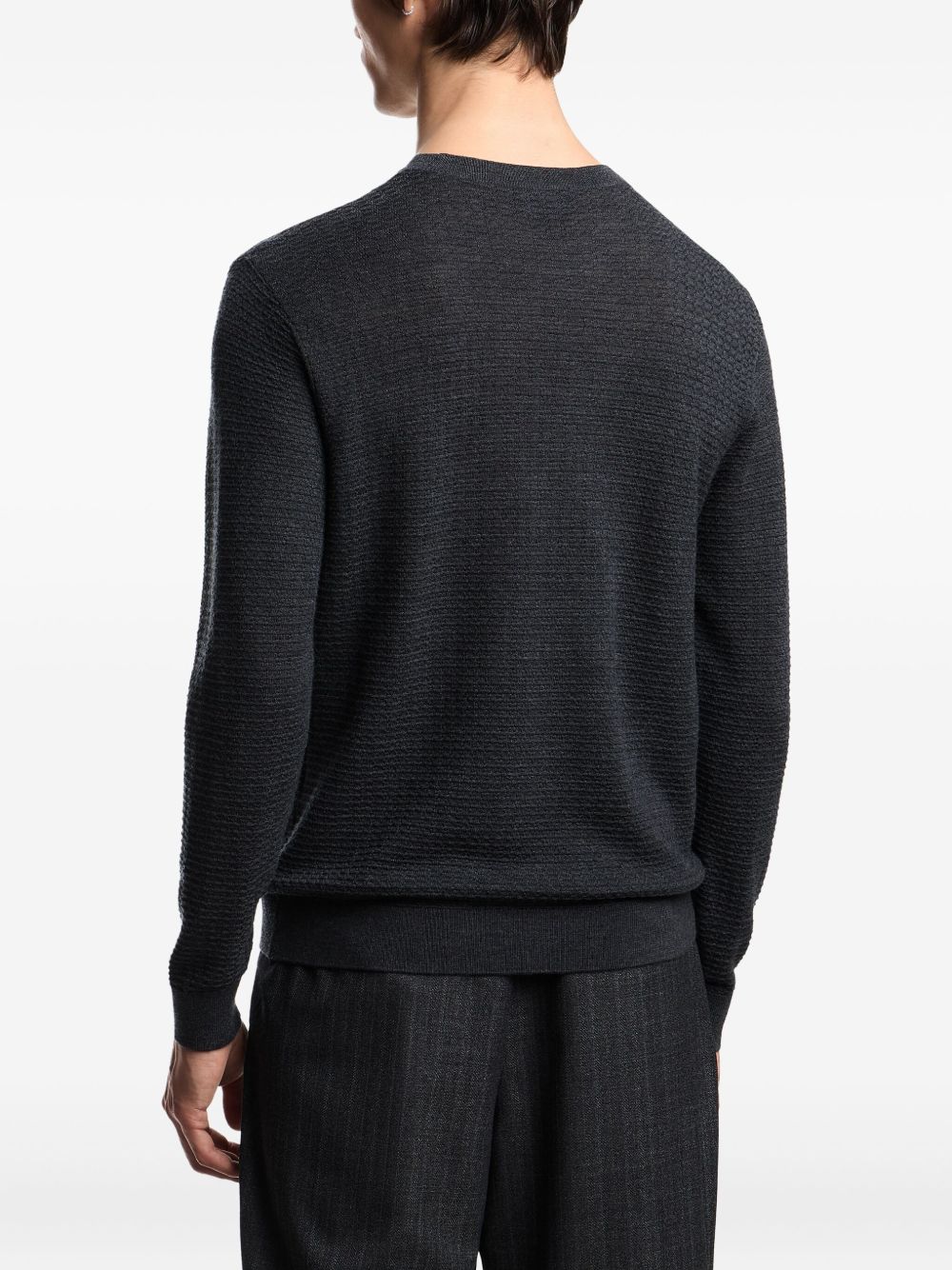 Emporio Armani Virgin wool sweater with raised jacquard pattern