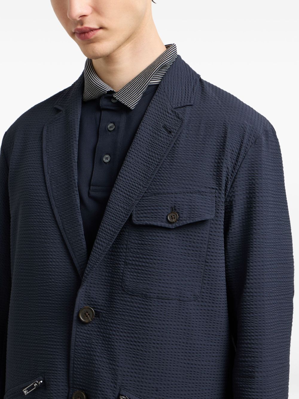 Emporio Armani Single-breasted nylon seersucker blazer