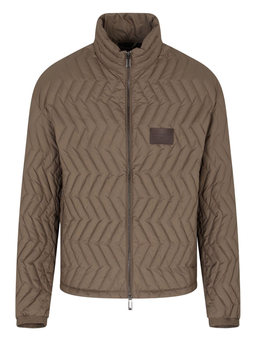 Emporio Armani Full-zip down jacket in chevron matelassé ripstop nylon