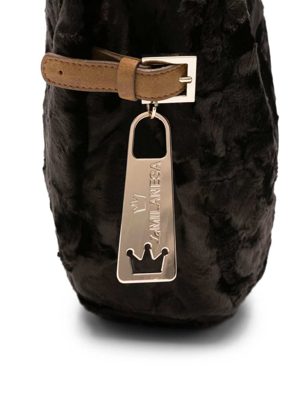 La Milanesa Fur-effect half-moon shoulder bag